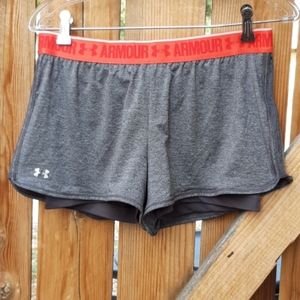 Under armour athletic running shorts gray medium